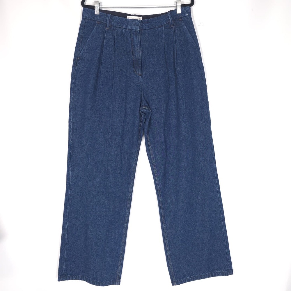 NWOT Abercrombie & Fitch Women’s Wide Leg Jeans Pleats Cotton Blend Size 32/14 L